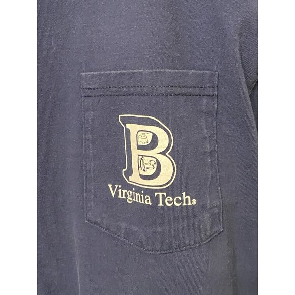 Virginia Tech Block & Bridle Blue L/S T-Shirt Men's Size L Pocket T Vintage - Picture 4 of 12